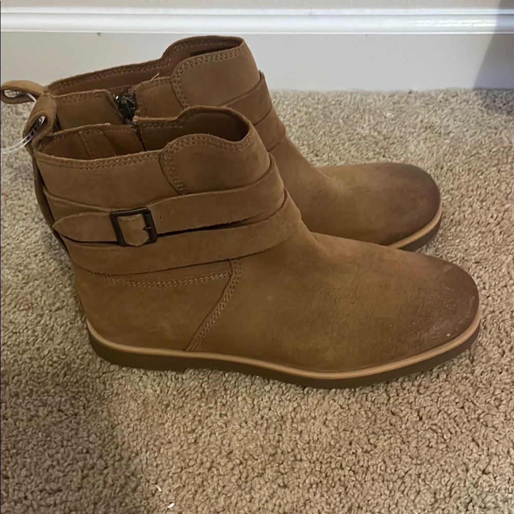 UGG Tan Ankle Booties with Buckle Straps